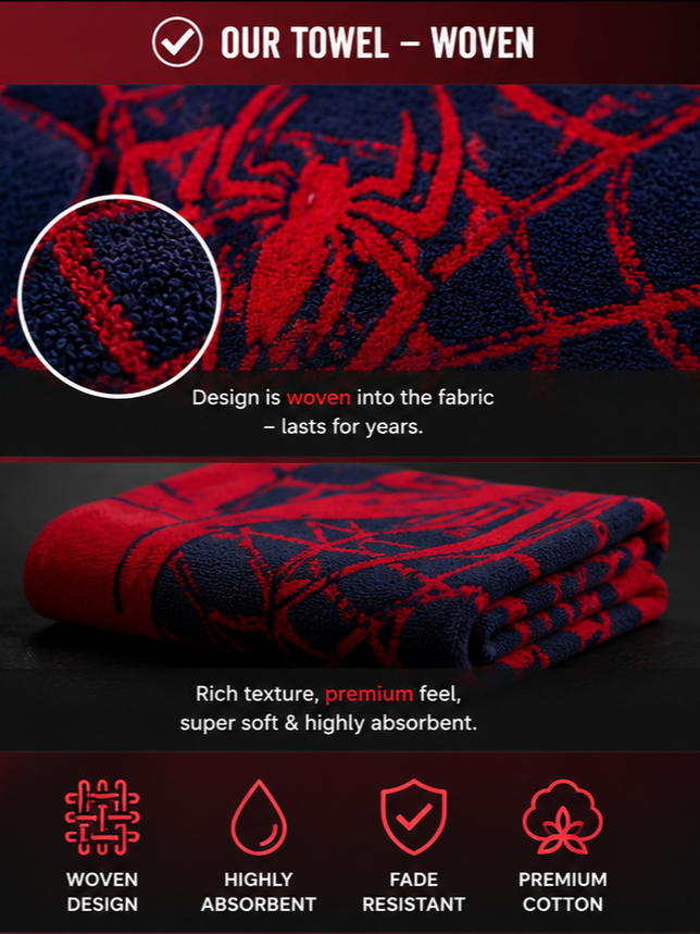 Anime Inspired Premium Woven Bath Towel | 100% Cotton Jacquard Towel